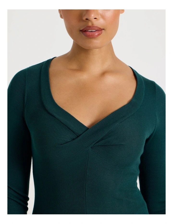 Twist V-Neck Long Sleeve Knit Top in Atlantic image 7