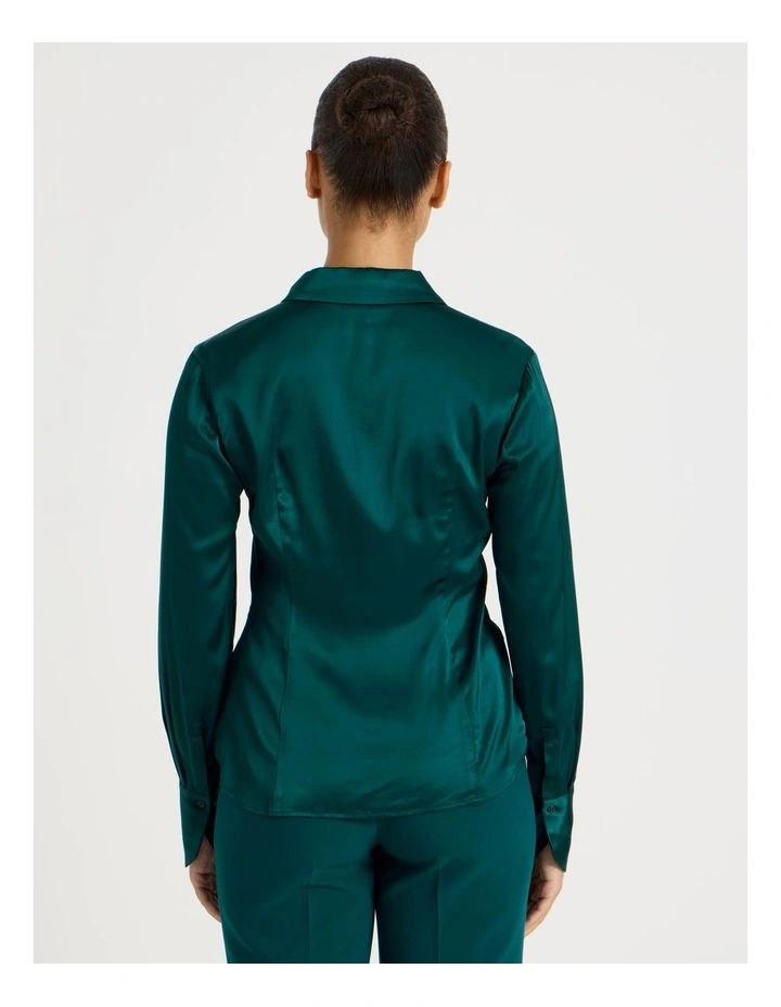 Satin Shirt in Teal image 6