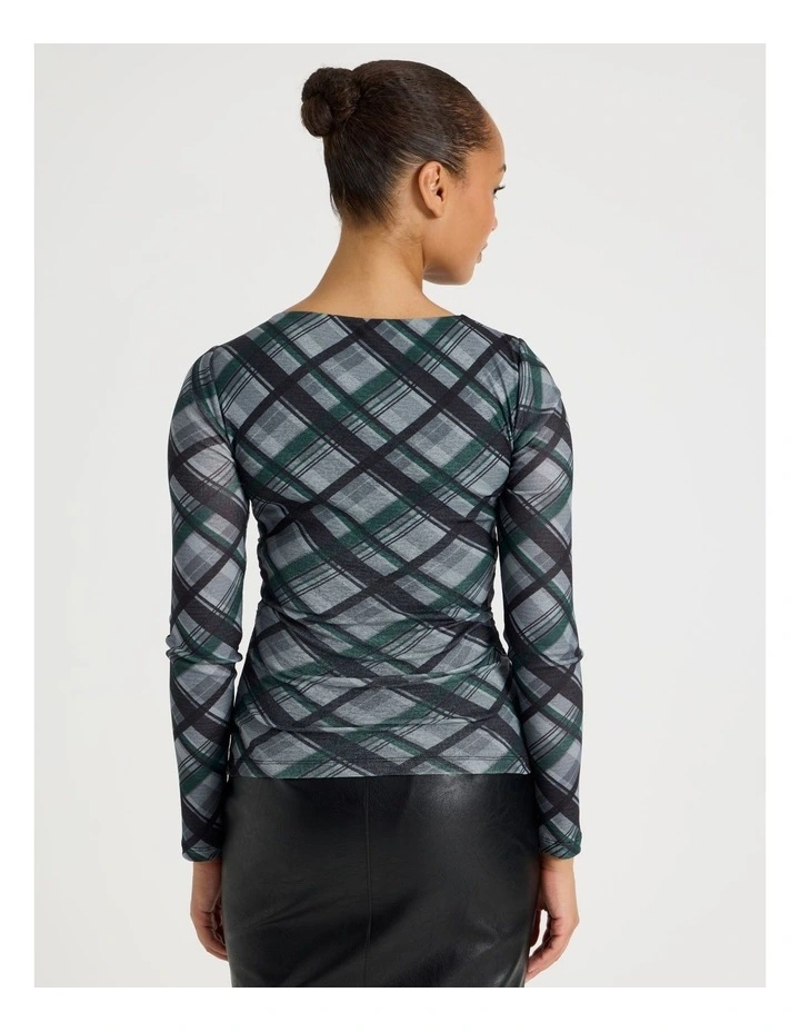 Draped Jersey Long Sleeve Top in Teal image 6