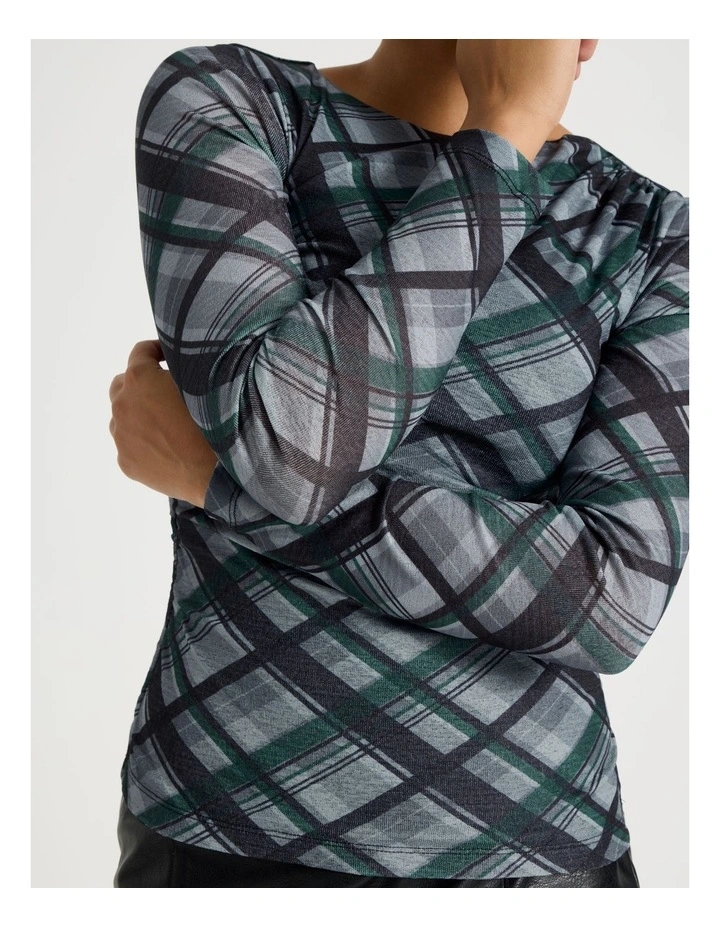 Draped Jersey Long Sleeve Top in Teal image 7