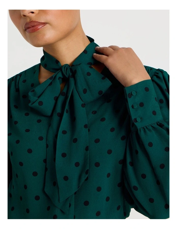 Scarf Blouse in Teal Spot Print image 3