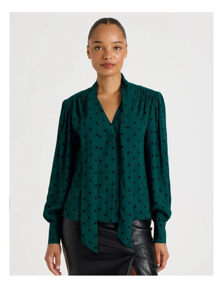 Scarf Blouse in Teal Spot Print image 4