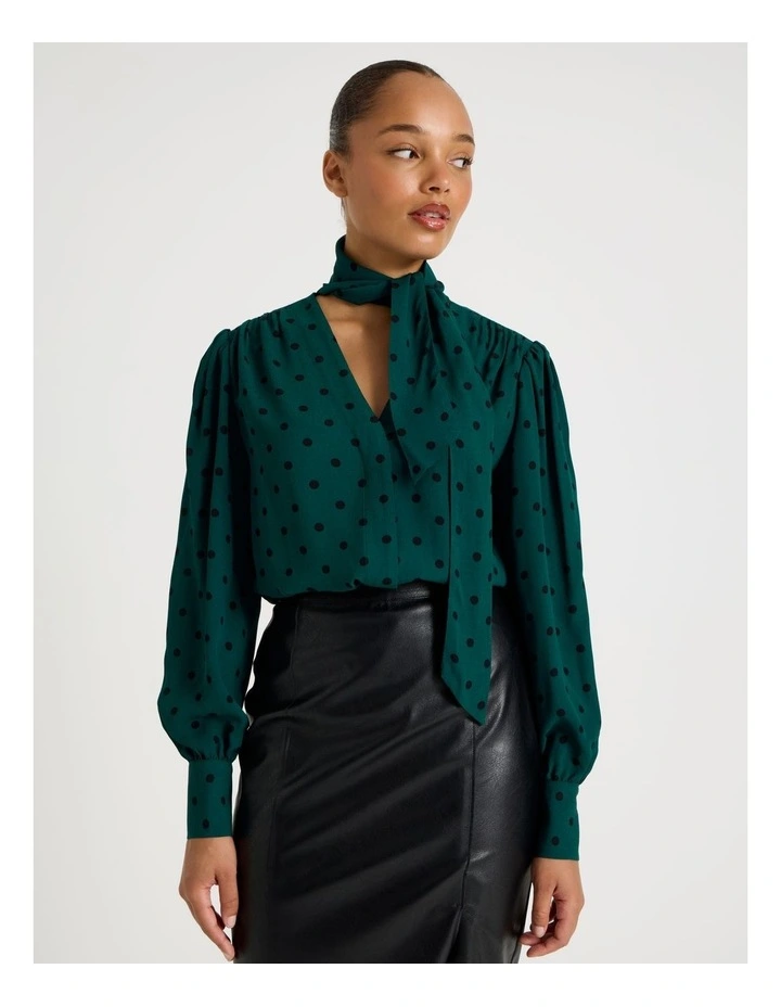 Scarf Blouse in Teal Spot Print image 5