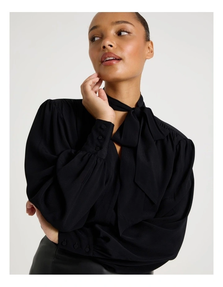 Scarf Blouse in Black image 2