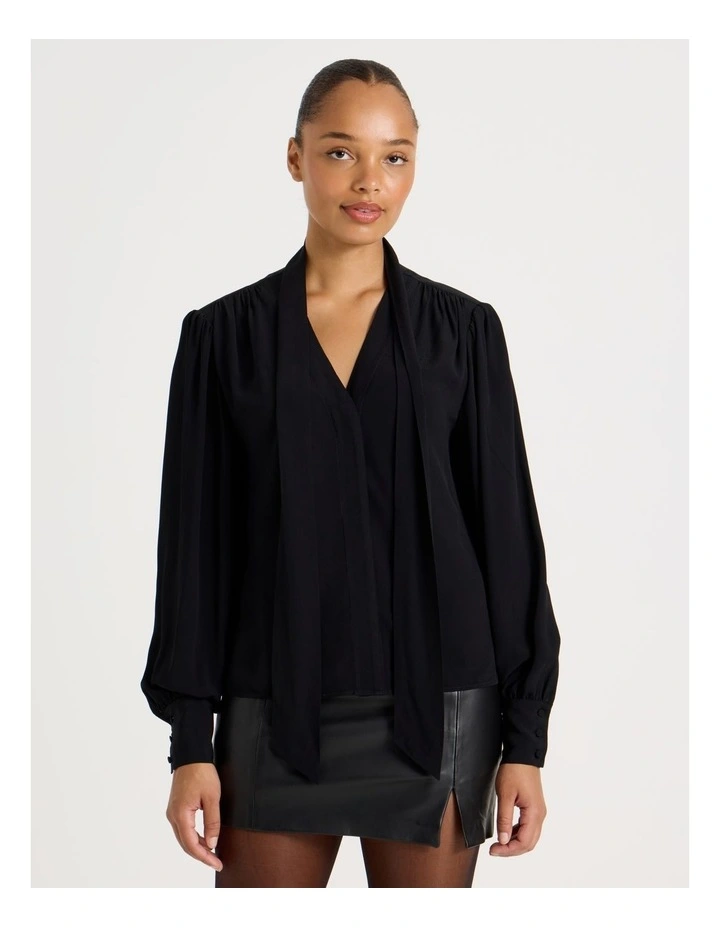 Scarf Blouse in Black image 5