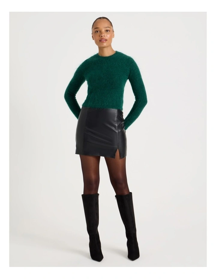 Wool Mohair Blend Fluffy Knit Jumper in Atlantic image 2