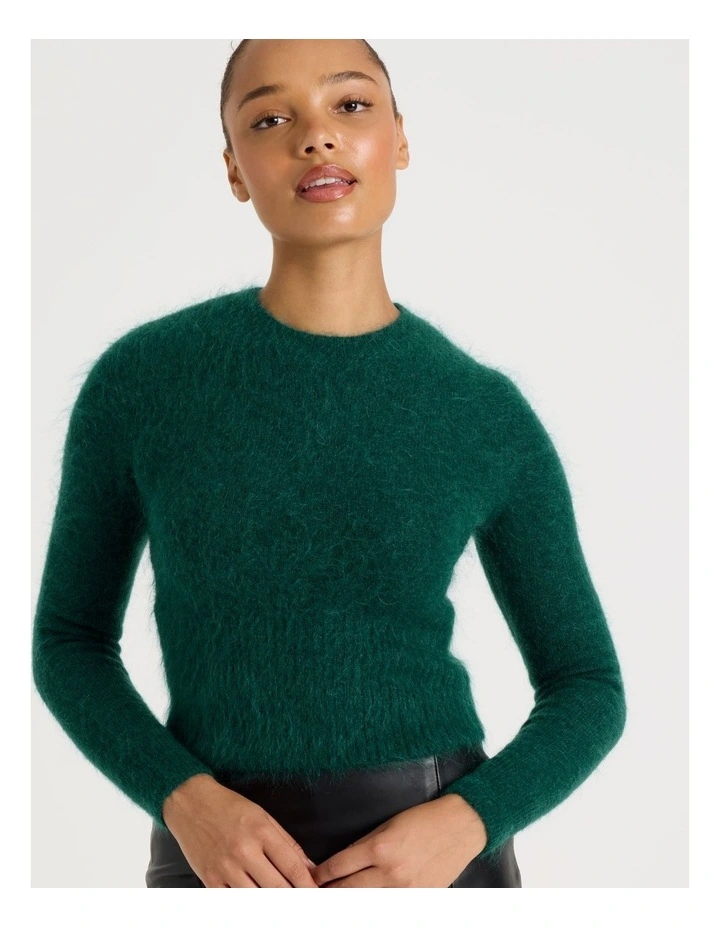 Wool Mohair Blend Fluffy Knit Jumper in Atlantic image 3