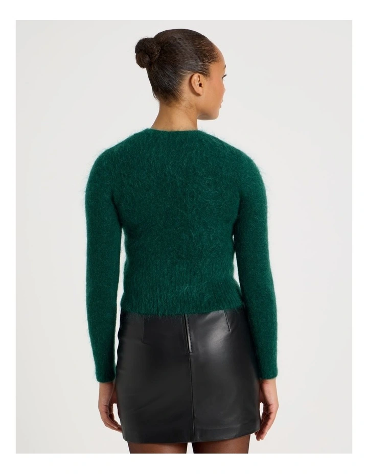 Wool Mohair Blend Fluffy Knit Jumper in Atlantic image 4