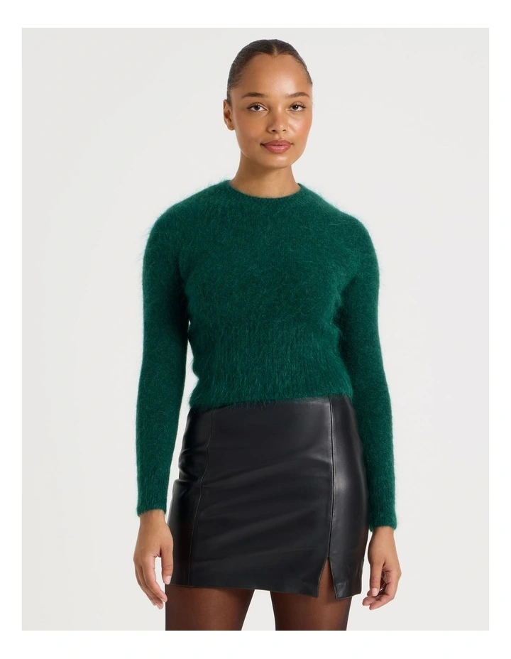Wool Mohair Blend Fluffy Knit Jumper in Atlantic image 5