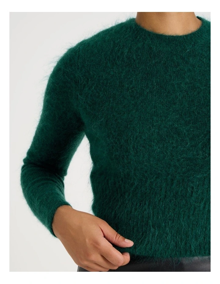 Wool Mohair Blend Fluffy Knit Jumper in Atlantic image 6