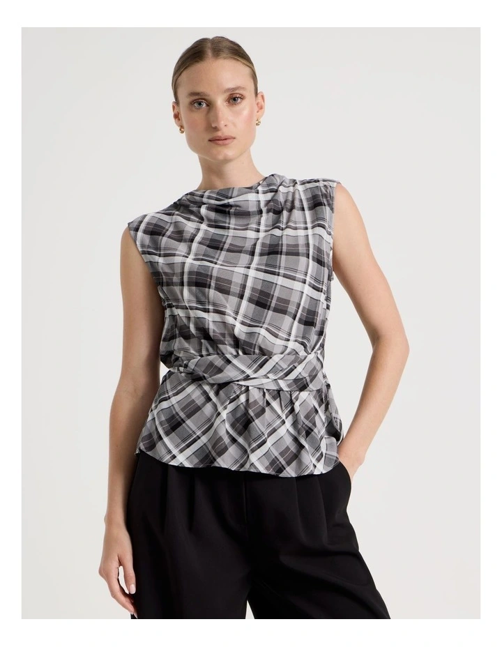 Twist Detail Short Sleeve Blouse in Grey image 1