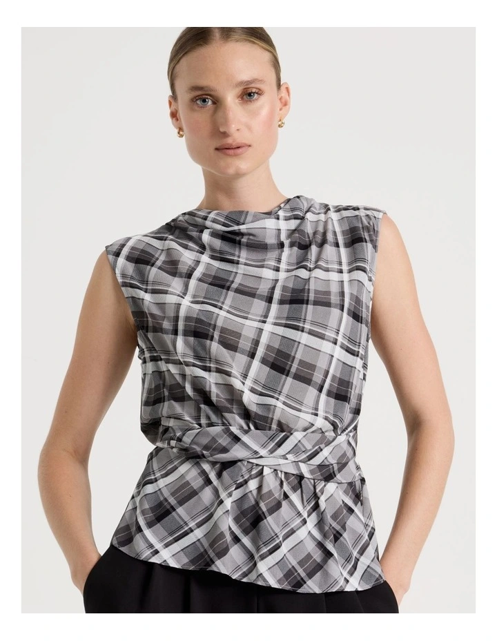 Twist Detail Short Sleeve Blouse in Grey image 3