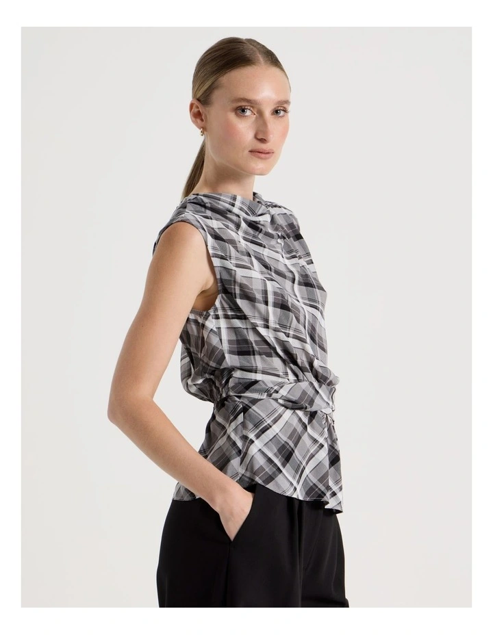 Twist Detail Short Sleeve Blouse in Grey image 4