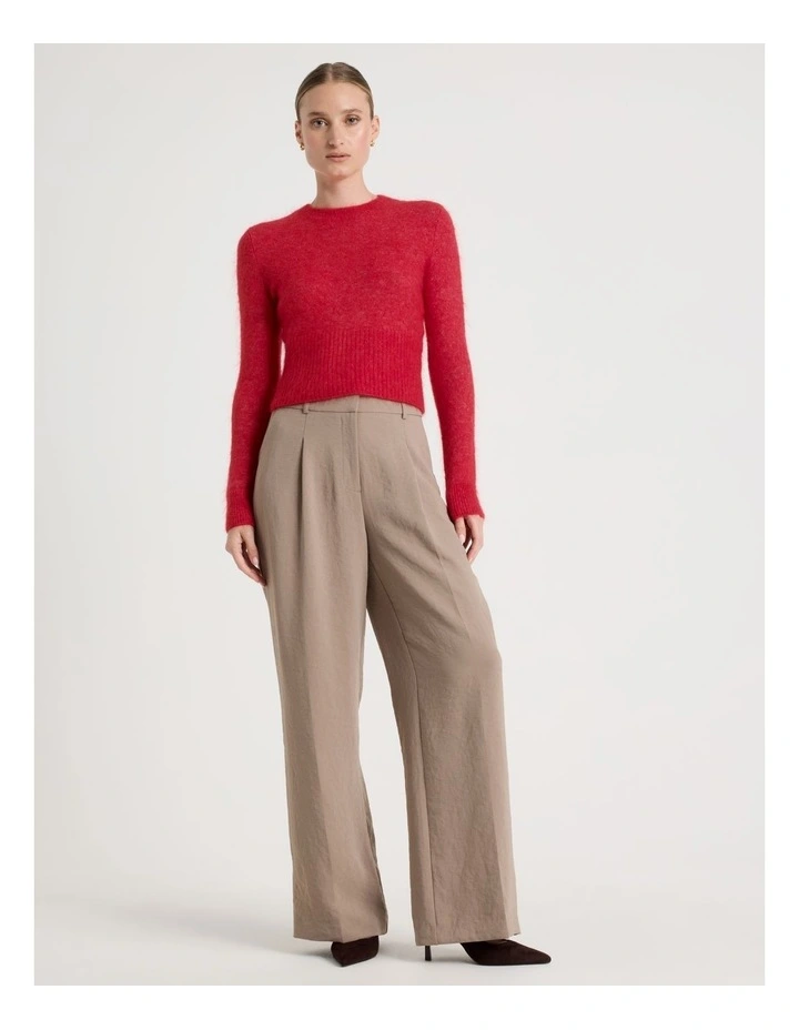 Wool Mohair Blend Fluffy Knit Jumper in Red image 3