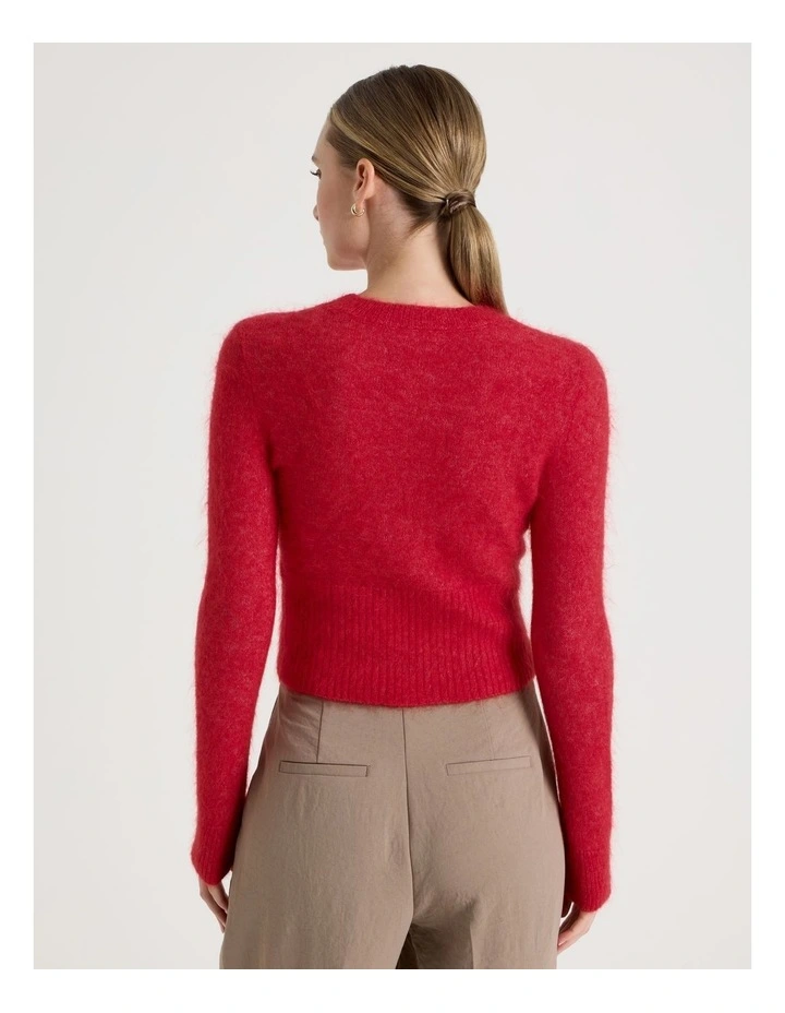 Wool Mohair Blend Fluffy Knit Jumper in Red image 6