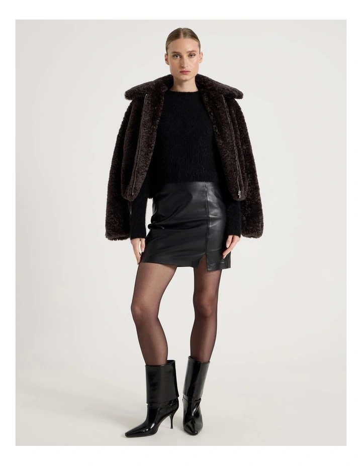 Wool Mohair Blend Fluffy Knit Jumper in Black image 4