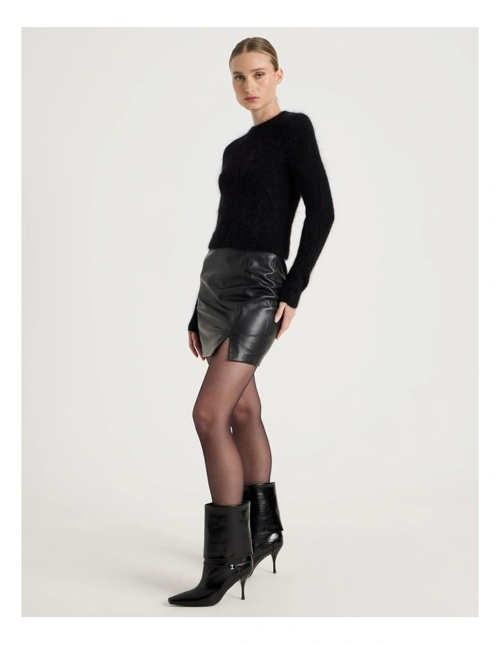 Wool Mohair Blend Fluffy Knit Jumper in Black image 5