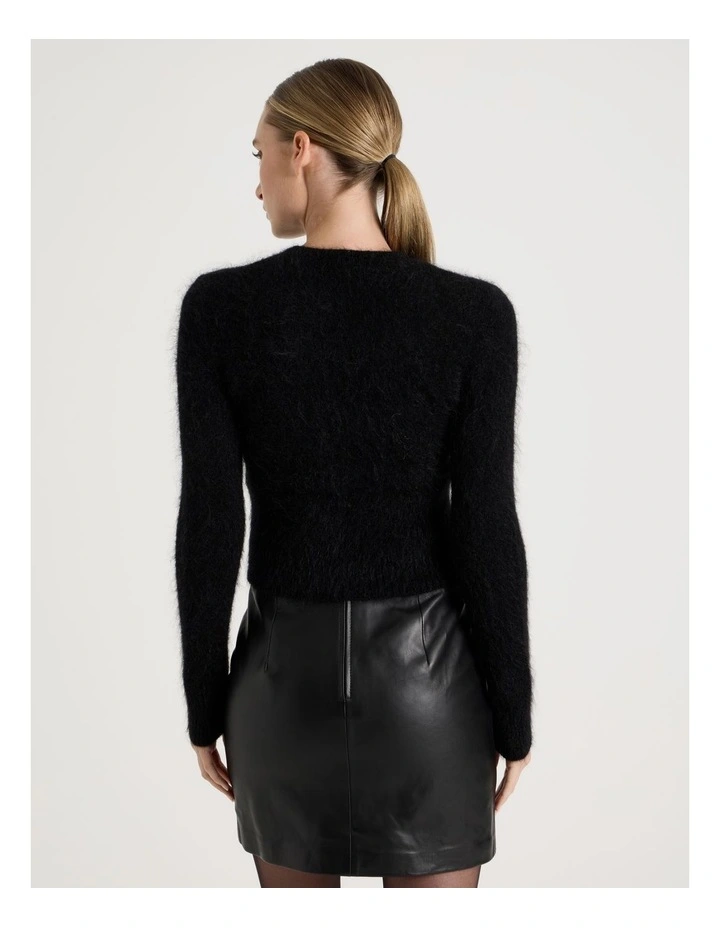 Wool Mohair Blend Fluffy Knit Jumper in Black image 6