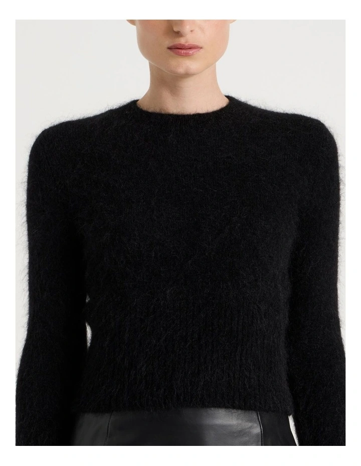 Wool Mohair Blend Fluffy Knit Jumper in Black image 7