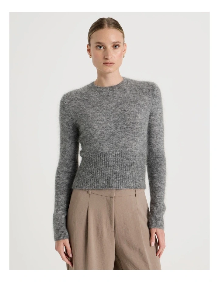 Wool Mohair Blend Fluffy Knit Jumper in Charcoal image 1