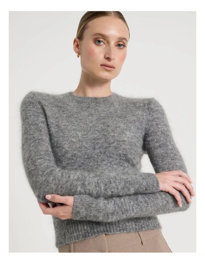 Wool Mohair Blend Fluffy Knit Jumper in Charcoal image 3