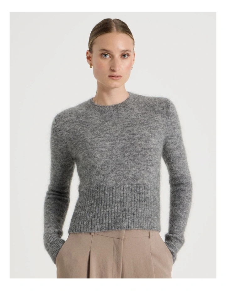 Wool Mohair Blend Fluffy Knit Jumper in Charcoal image 4