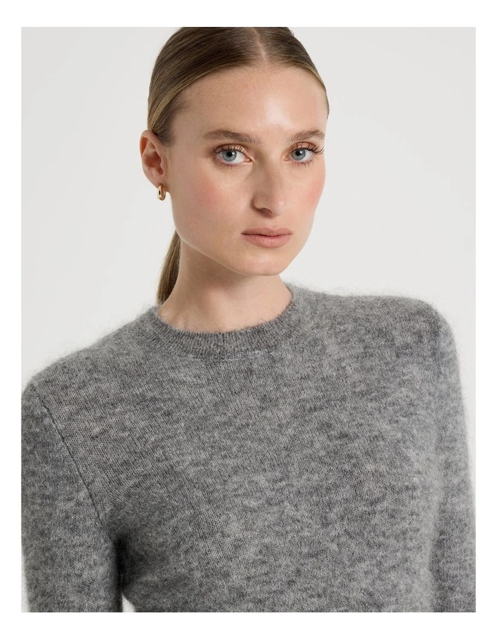 Wool Mohair Blend Fluffy Knit Jumper in Charcoal image 5