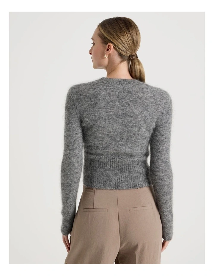 Wool Mohair Blend Fluffy Knit Jumper in Charcoal image 6