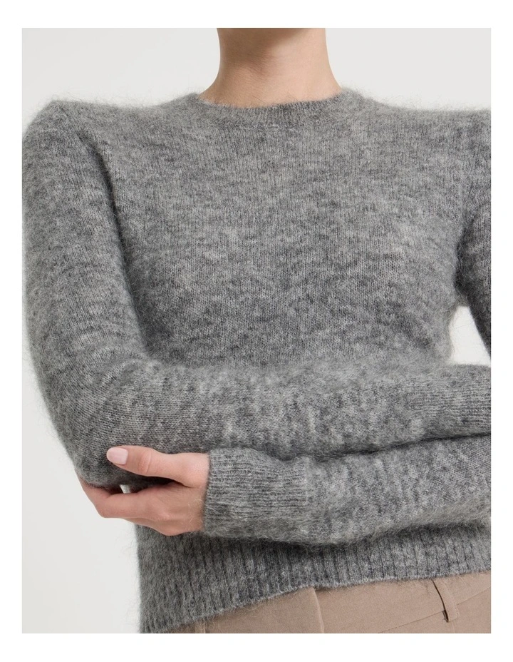 Wool Mohair Blend Fluffy Knit Jumper in Charcoal image 7