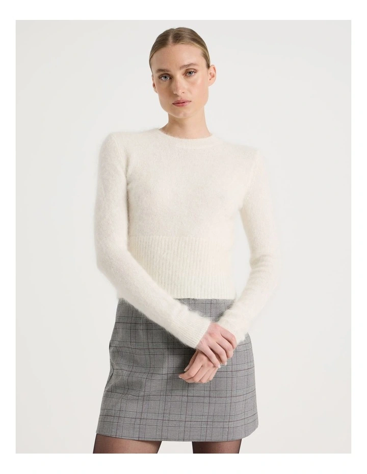 Wool Mohair Blend Fluffy Knit Jumper in Ivory image 1