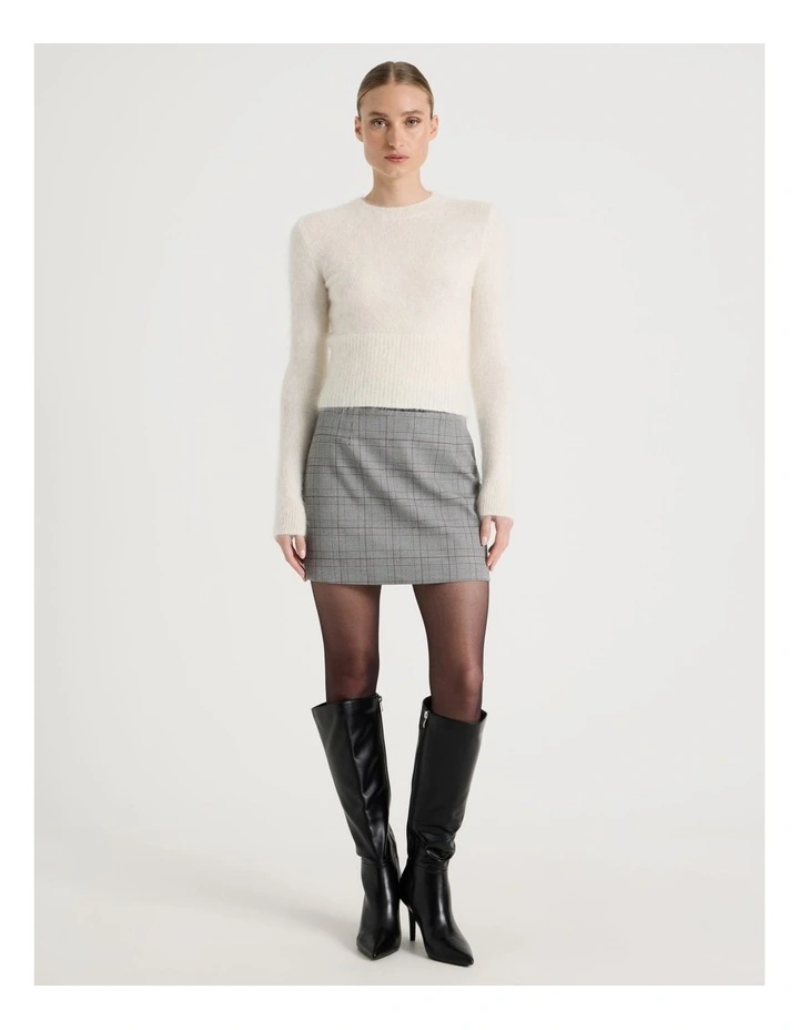 Wool Mohair Blend Fluffy Knit Jumper in Ivory image 2