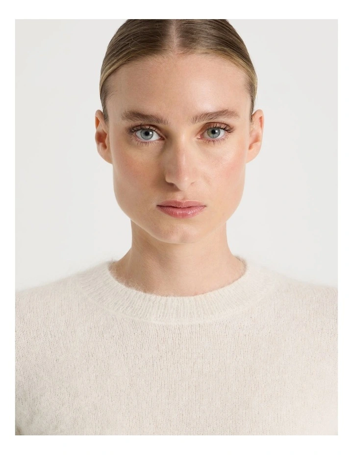 Wool Mohair Blend Fluffy Knit Jumper in Ivory image 3