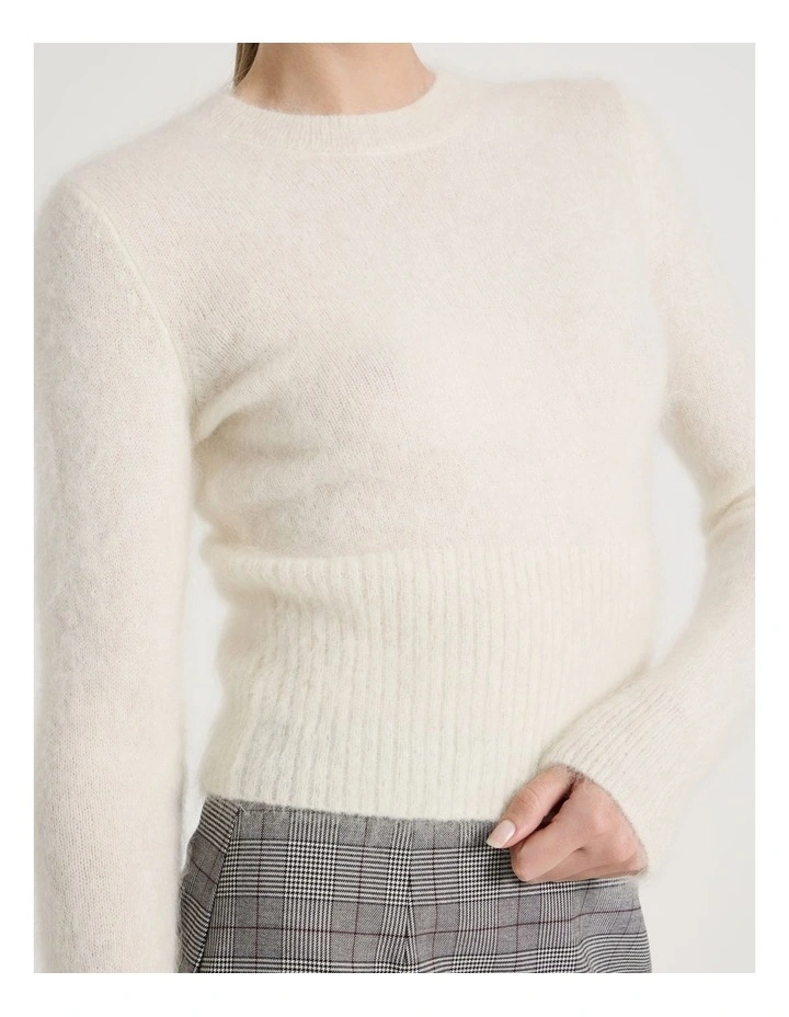 Wool Mohair Blend Fluffy Knit Jumper in Ivory image 4