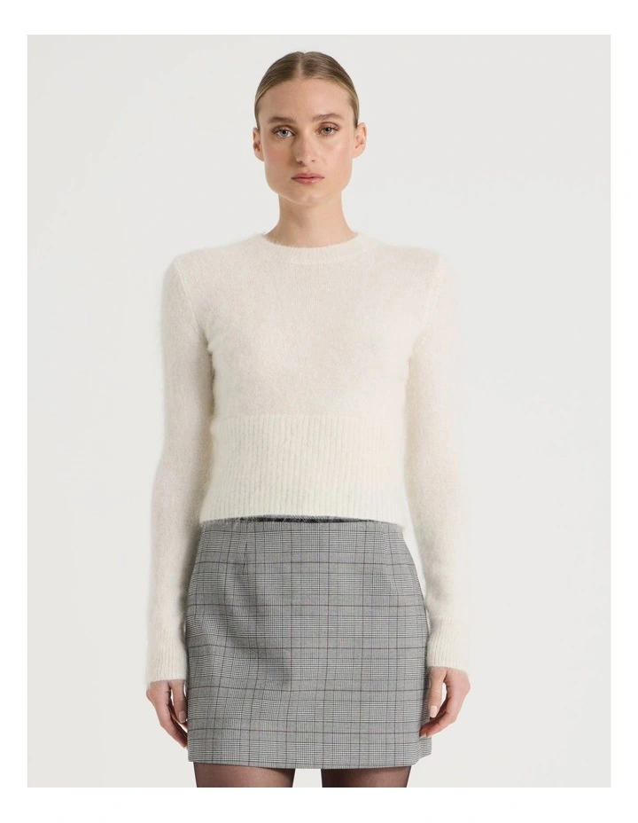 Wool Mohair Blend Fluffy Knit Jumper in Ivory image 5