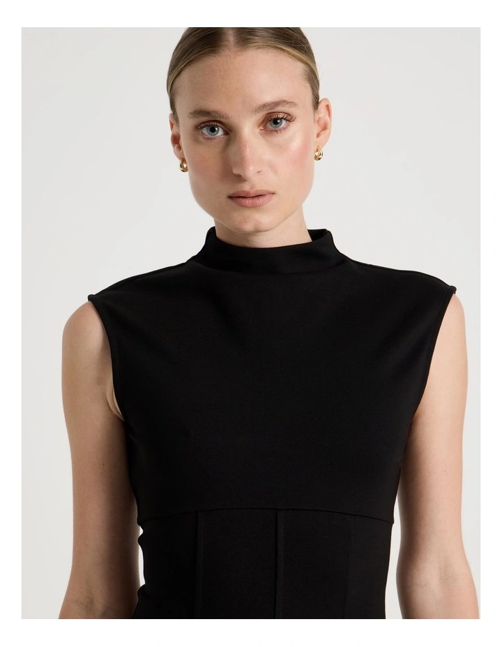 Ponte Mock Neck Top in Black image 4