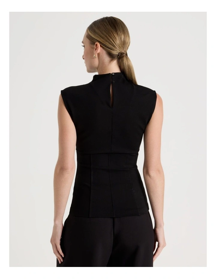 Ponte Mock Neck Top in Black image 6