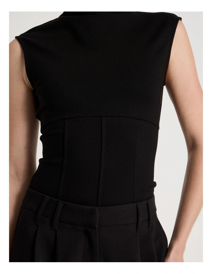 Ponte Mock Neck Top in Black image 7