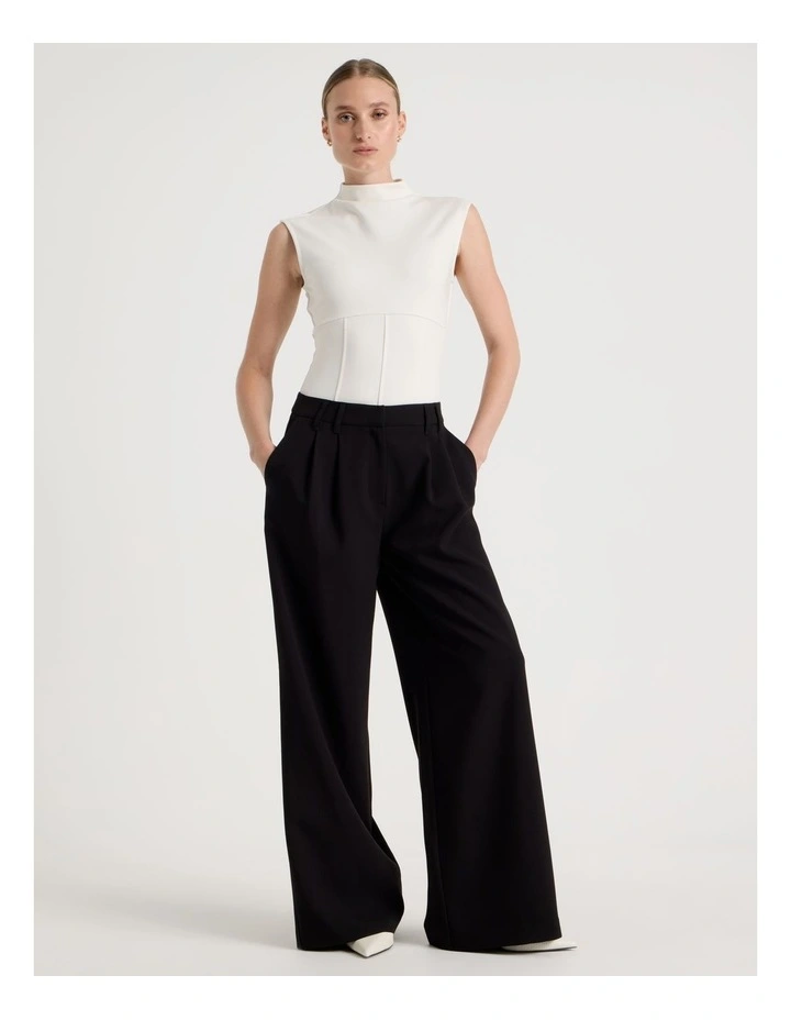 Ponte Mock Neck Top in Ivory image 2