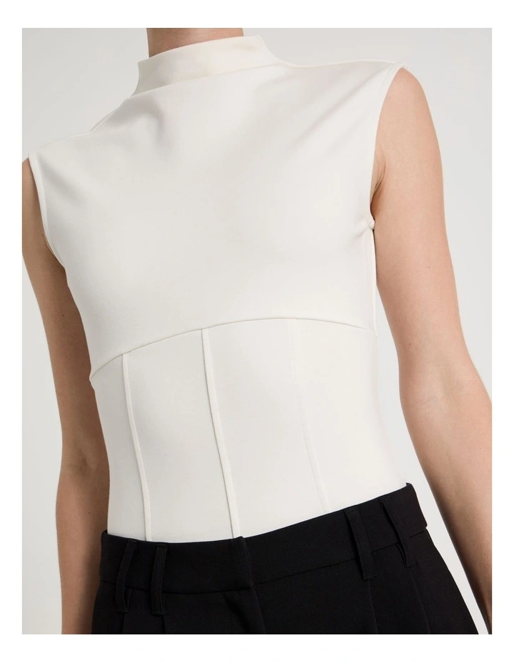 Ponte Mock Neck Top in Ivory image 4