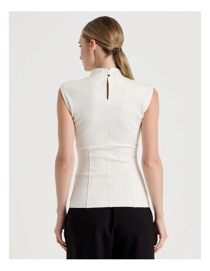 Ponte Mock Neck Top in Ivory image 6