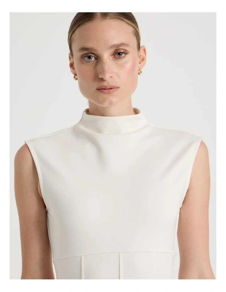 Ponte Mock Neck Top in Ivory image 7