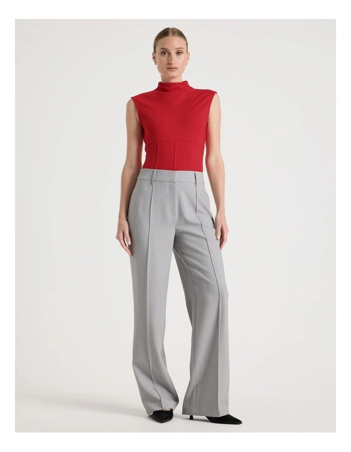 Ponte Mock Neck Top in Red image 2