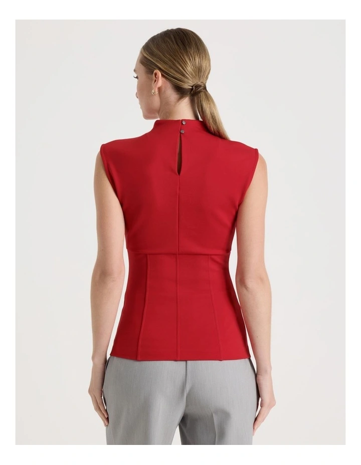 Ponte Mock Neck Top in Red image 6