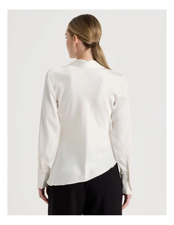 Satin Cowl Collar Blouse in Ivory image 6