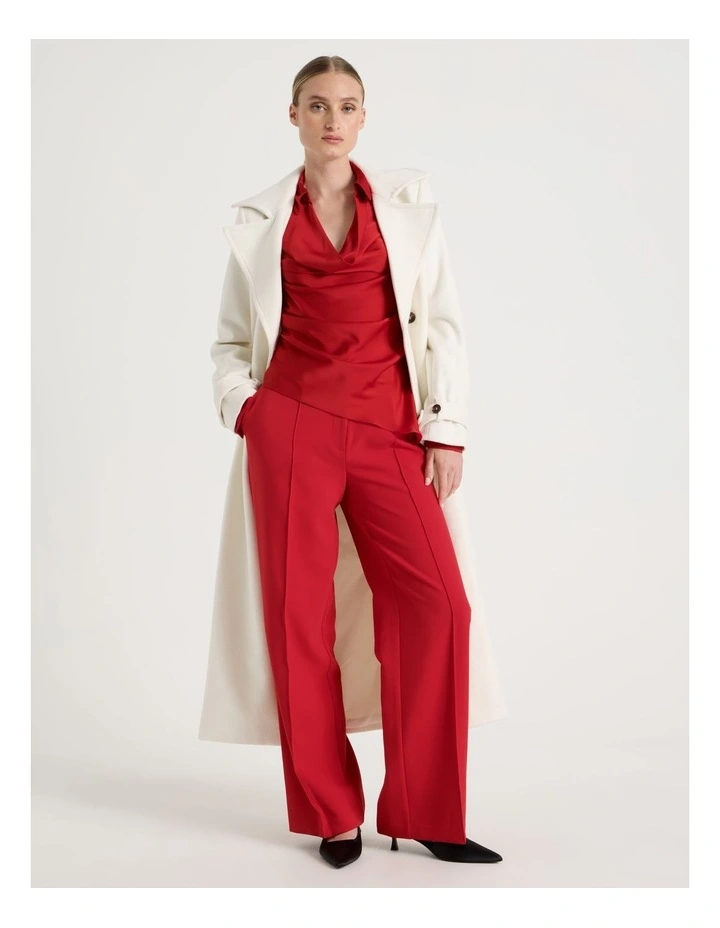 Satin Cowl Collar Blouse in Red image 7