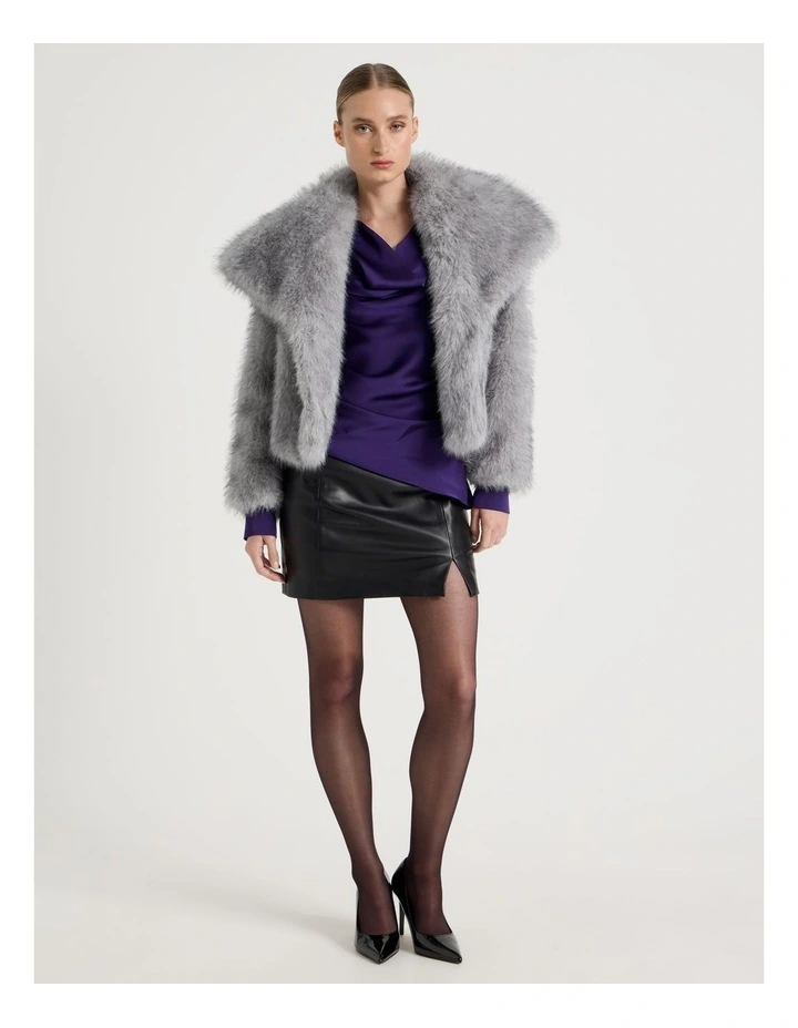 Satin Cowl Collar Blouse in Purple image 4