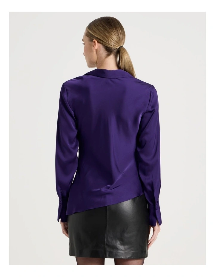 Satin Cowl Collar Blouse in Purple image 6