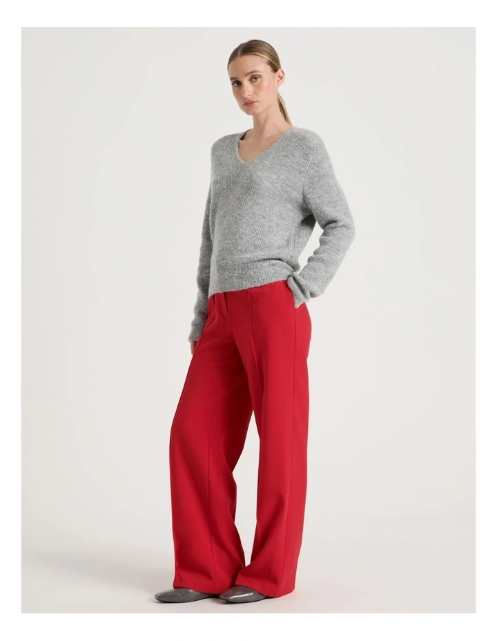 V Neck Knit Jumper in Grey image 4