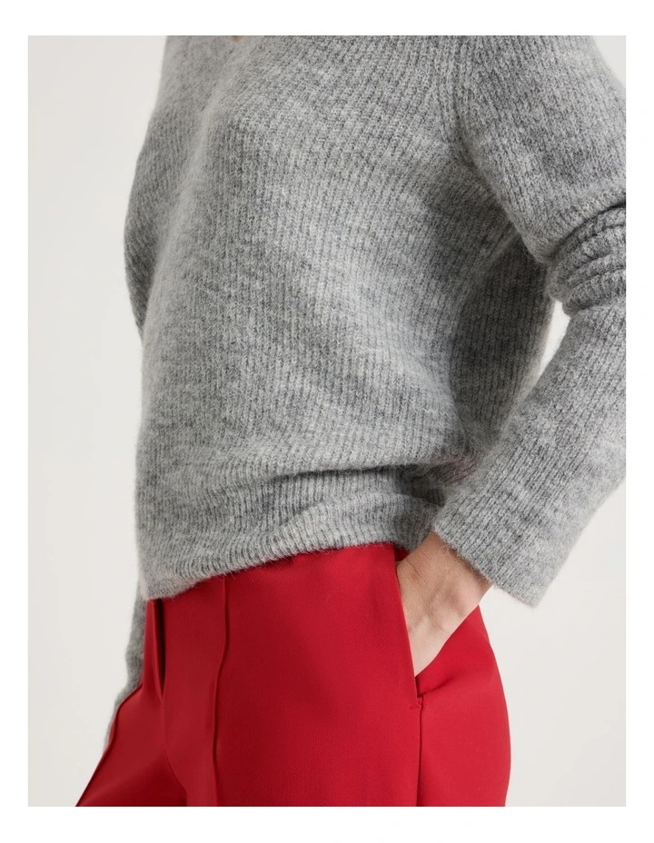 V Neck Knit Jumper in Grey image 5