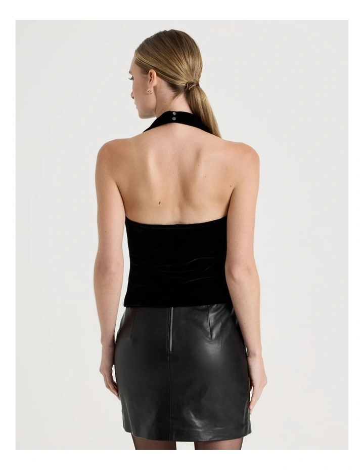 Velvet Halter Neck Top in Black image 5